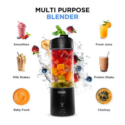 Oslet HydraPro 230W Portable blender for smoothies, Shakes & Baby Food | 20,000 RPM | 4000mAh Battery (25+ Blends) | 6 Blades | USB Fast Charging | BPA-Free | Waterproof | 530ml