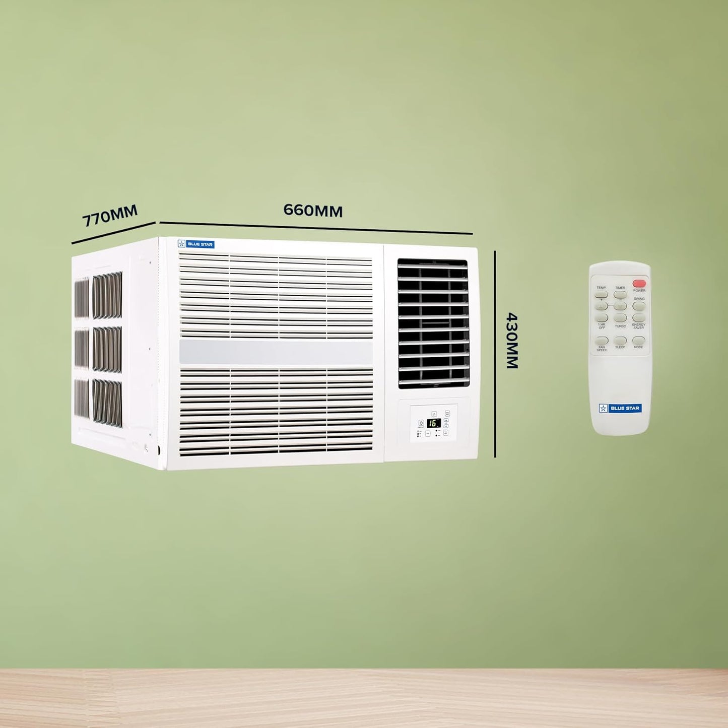 Bluestar 2 Ton 3 Star Fixed Speed Window AC (Copper, Turbo Cool, Fan Modes-Auto/High/Medium/Low, Hydrophilic Blue Fins, Dust Filters, Self-Diagnosis, 2024 Model, WFD324E, White)