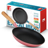 BERGNER Excalibur Lightweight Cast Iron Frypan 20cm, Sturdy Wooden Handle, Non-Stick Coating, PFAS Free, Perfect Heat Distribution, Elegant Design - Induction and Gas Stove Ready (Pink)