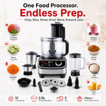 INALSA food processor for kitchen with Mixer Grinder Juicer|1200 Watt Copper Motor|3 Jars|2.5 L Processing Jar|Chopping & Kneading Blade|Centrifugal/Citrus Juicer|Shredding|Slicing-INOX 1200