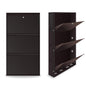 3 Tier Metal Shoe Rack for Home with Doors & Lock | Wall Mount Shoe Cabinet for Home | Space Saving Shoe Organizer Stand for Shoes, Chappals & Sandals. 21 Inch Wide (Brown)
