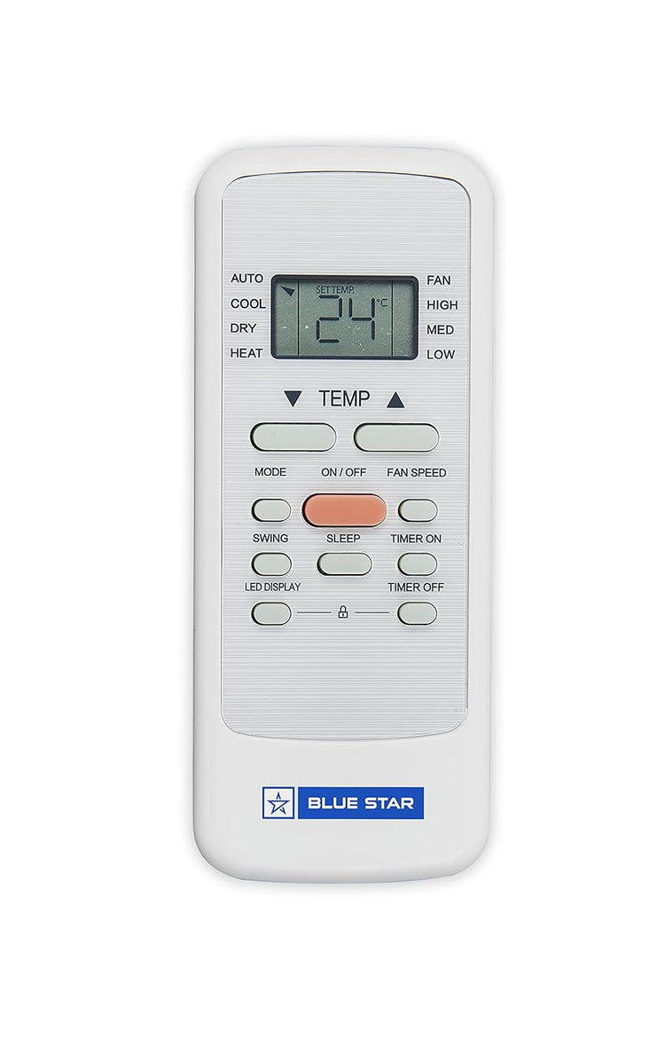 Blue Star 1.1 Ton Fixed Speed Portable AC (Copper, Anti Bacterial Silver Coating, Self Diagnosis, Comfort Sleep, Auto Mode, Remote Control Operations, Gold Fins, PC12DB, White)