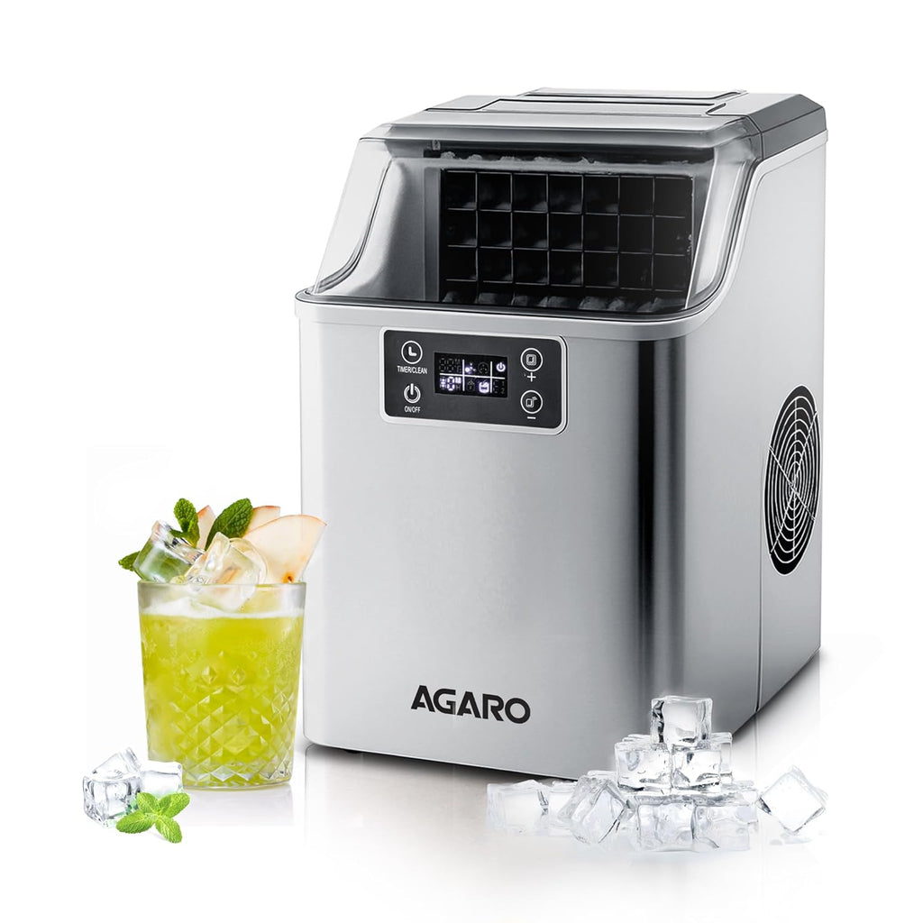 AGARO Galaxy Ice Cube Maker Machine 3.2 litre Countertop, 2 Ways to Add Water, 24 Pcs Ready in 13 Mins, Self-Cleaning Portable Compact, with Ice Scoop & Basket, Perfect for Home/Kitchen/Office/Bar