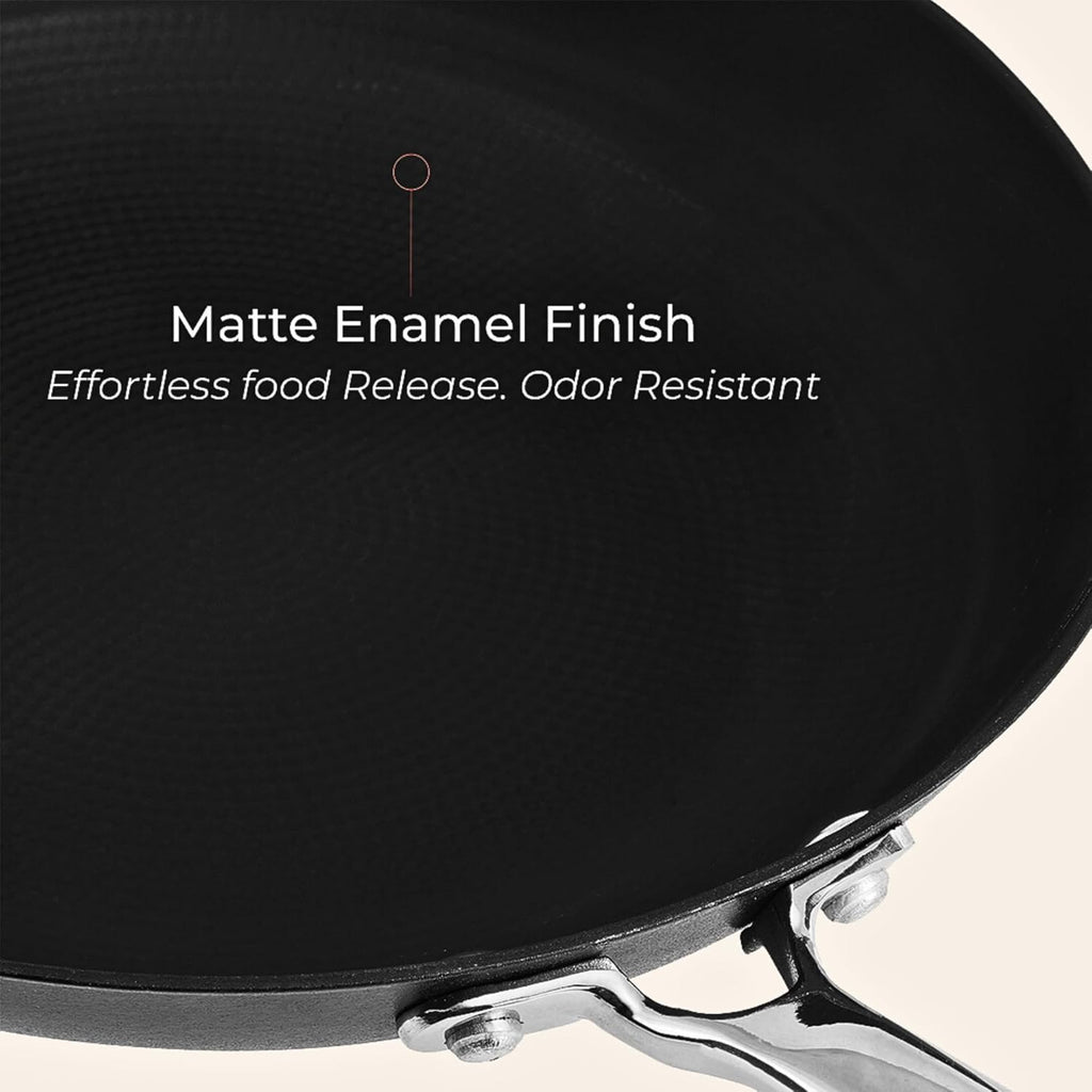 Vinod Ferona Lightweight Cast Iron Frying Pan -1 L, 22 cm | No Seasoning Required | Steel Riveted Handle | Metal Spoon Friendly | Gas Stove Compatible | Rust-Proof | PTFE & PFOA Free | 2-Year Warranty