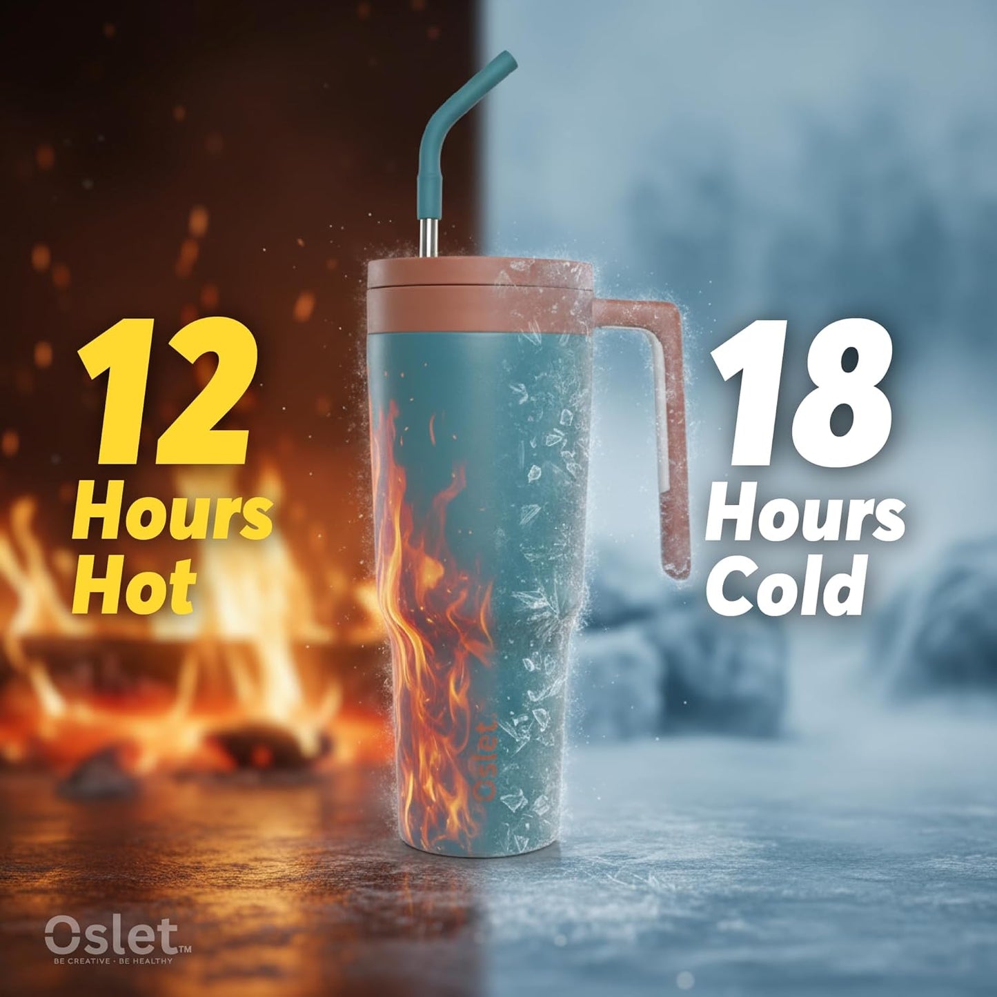 Vesta1200ml Stainless Steel Hot & Cold Tumbler | Double Insulated | BPA Free,Leak Proof | Fruit Infuser for Making Detox Water | SS Straw & Soft Handle | Use in Gym, Office & Car (Royal Green)