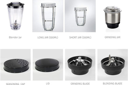 LEE STAR Nutrimix Electric Blender Grinder Smoothie Maker With 400 Watt Heavy Duty Copper Motor, 2 Blending Jar & 2 Grinding Jar For Puree, Dry Fruit Shakes & Dry Wet Grinding, LE-810