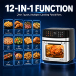 INALSA Air Fryer Oven|12L,1700W|Stainless Steel Body|12-in-1 Functions,Fry,Bake,Grill,Dehydrate&Reheat|12 Preset|Rotisserie&Convection|Dishwasher Safe Accessories|2Yr Warranty,2025Model AeroCrisp 12