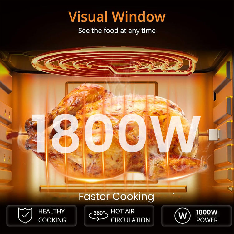 INALSA Air Fryer Oven|16L, 1800W|Stainless Steel Body12-in-1 Functions,Fry,Bake,Grill,Dehydrate,Roast& Reheat|10 Preset|Rotisserie & Convection|Dishwasher Safe Accessories|2Yr Warranty,Aero Crisp 16
