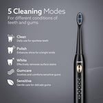 AGARO COSMIC LITE Sonic Electric Tooth Brush For Adults With 5 Modes, 2 Brush Heads & Rechargeable With 4 Hours Charge Lasting Up To 25 Days, Power Toothbrush, (Black)