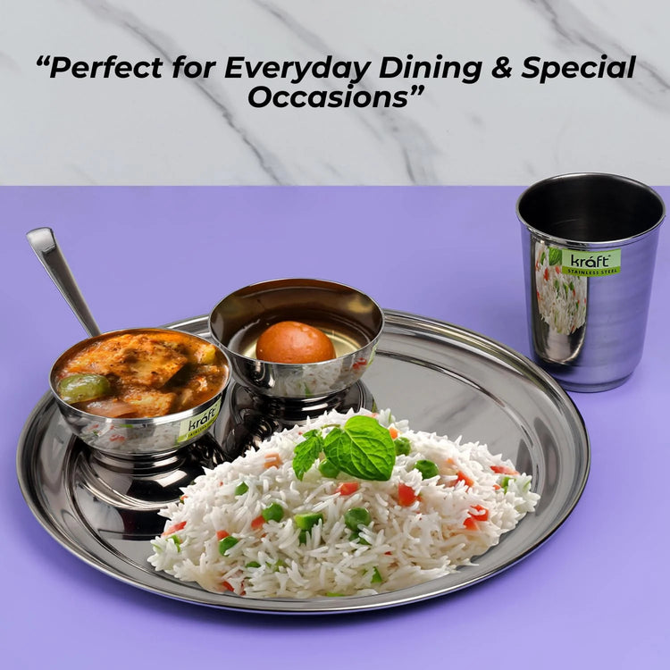 Kraft Princess Classic Stainless Steel Thali Dinner Set – 5-Piece