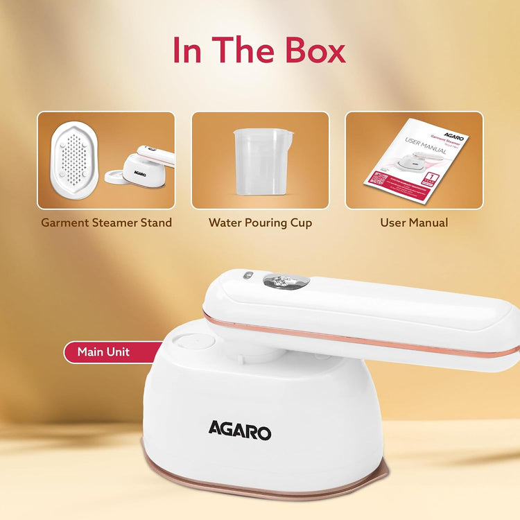 AGARO Regal Mini Garment Steamer, 1200 Watts, Wrinkle Remover, Fast Heating, Scratch Resistant Titanium Coated Plate, 2In1 Horizontal Vertical Use