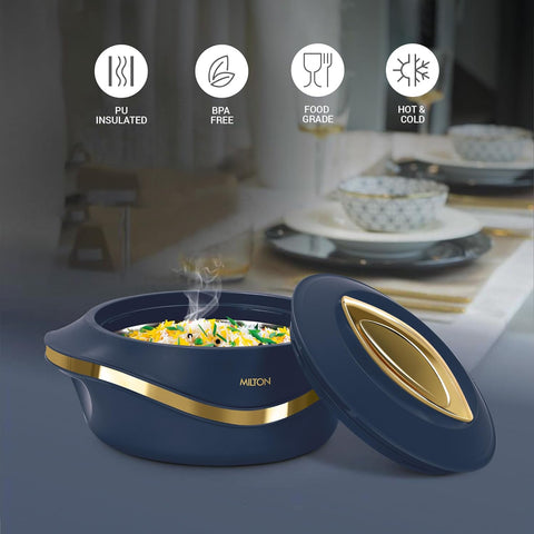 MILTON Pearl Inner Stainless Steel Jr. Casserole Set of 3 (455 ml, 860 ml, 1270 ml), Blue