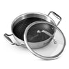 Bergner Hi-Tech TriPly Stainless Steel 20cm (1.5L) Kadai with Glass Lid, Honeycomb Non-Stick Coating, Non-Toxic, Healthy Cooking, Less Oil Use, Durable Handle, Excellent Grip - Induction and Gas Ready