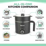 Skyline Multi-Purpose Electric Kettle with Steamer and Egg Boiler, 1.5L, 600W, Temperature Control, VTL-9091 (Black)