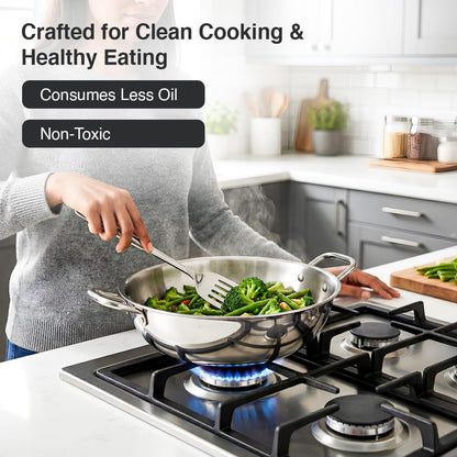 Prestige TRIPLY 4 Pc Cookware Set | TRIPLY Splendid | Fry Pan 24cm/1.7L | Kadai 24cm/2.7L | Sauce Pan 16cm/1.5L | SS Lid 24cm | Gas & Induction Compatible | Even Heat Distribution | 15Y Warranty | ISI