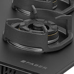 Faber Della 4 Burner 72cm Hob |Auto-Ignition|Brass Burner| Cast Iron Pan Support |Hob/Cooktop Hybrid| Matt Black Glass Finish |5 Yrs Warranty on Glass & Valve | 5 Yrs on Burner|Hob Della HD724 CI AI