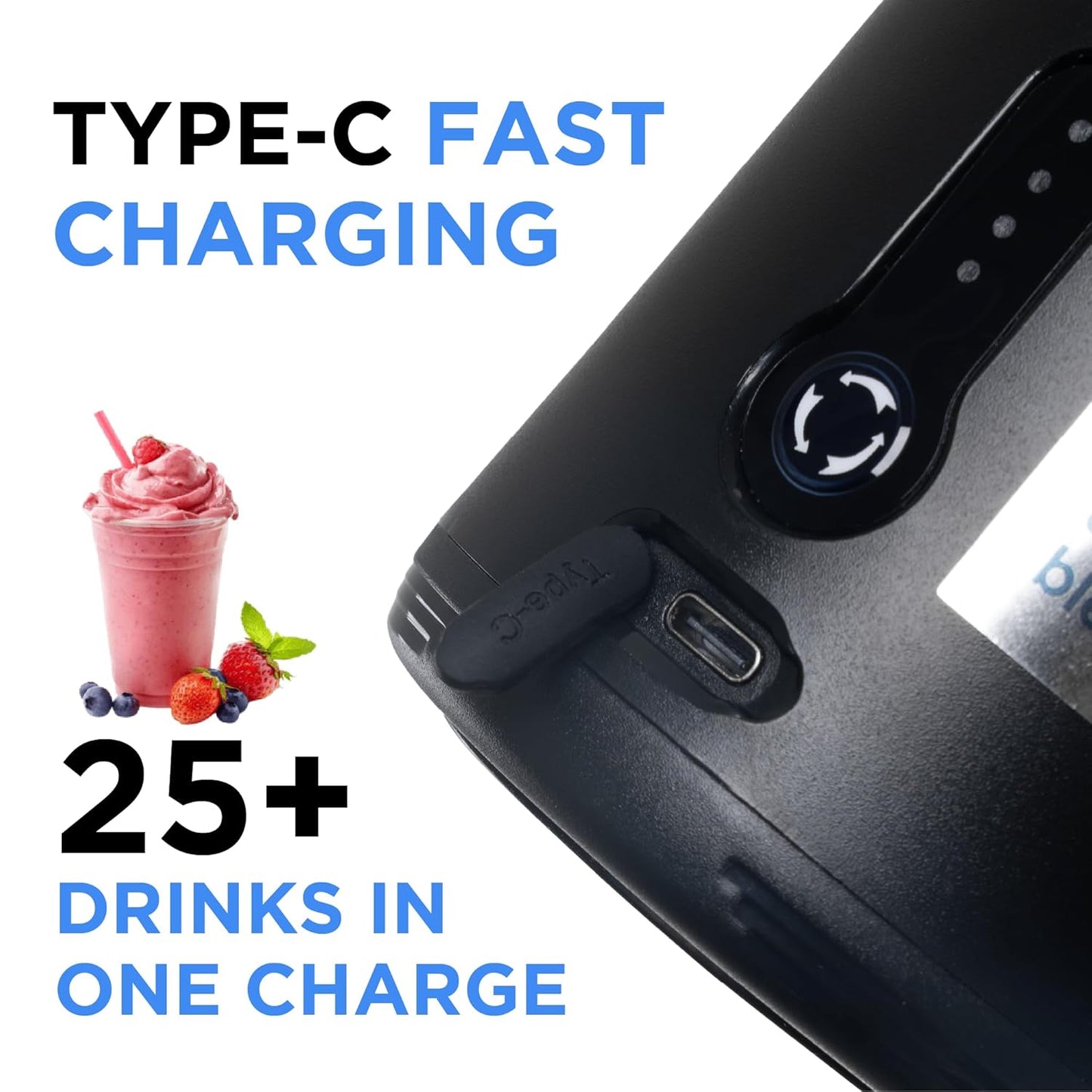 Oslet HydraPro 230W Portable blender for smoothies, Shakes & Baby Food | 20,000 RPM | 4000mAh Battery (25+ Blends) | 6 Blades | USB Fast Charging | BPA-Free | Waterproof | 530ml