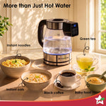Wonderchef Crystal Tap & Flow Glass Kettle & Hot Water Dispenser, 1.7 L Borosilicate Glass Jar, Built-in Battery, Temperature Sensor & Control, Multi-purpose, Portable inside Homes, 1-Yr Warranty