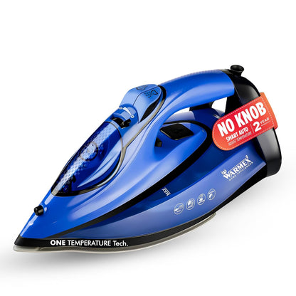 Warmex 2200W No knob Automatic Steam Cloth Iron No Burn Guaranteed with Smart Perfect Care Temperature Control | Heavy Duty Press Ironing Clothes for Home & Travel, Auto Cleaning & Shut Off Sensor-Blue