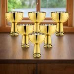 FNS Basil Stainless Steel Bowls Set with 6 Bowls and 6 Spoons for Ice Cream/Pudding/Dessert | Fancy Serving Bowls for Snacks (Gold)