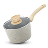 Bergner Naturally Ceramic Forged Aluminium 16cm (1.8 Liters) Saucepan with Soft Touch Handle and Flat Glass with Steam Vent, Ceramic Coated Sauce Pan, Healthy - Induction Bottom and Gas Stove Ready