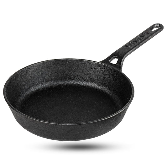 Vinod Legacy Pre Seasoned Cast Iron/Loha Frypan - 24 cm | Naturally Non Stick Skillet Pan for Frying | 100% Pure | Toxin Free, Enamel Free | Rust Proof | Gas Base