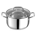 Vinod Mainz Stainless Steel Cookware Set of 3 | 1.2, 2 and 2.7 Litre Saucepot with Glass Lid | SAS Bottom | Biryani Pot | Induction and Gas Base | 2 Year Warranty - Silver