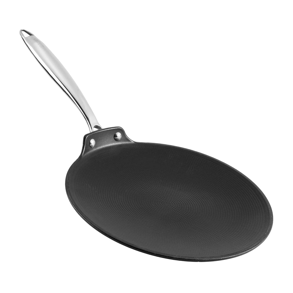 Vinod Ferona Lightweight Cast Iron Roti Tawa - 26 cm | No Seasoning Required | Naturally Stick-Free | Steel Riveted Handle | Metal Spoon Safe | Gas Stove Compatible | No PTFE & PFOA | 2-Year Warranty