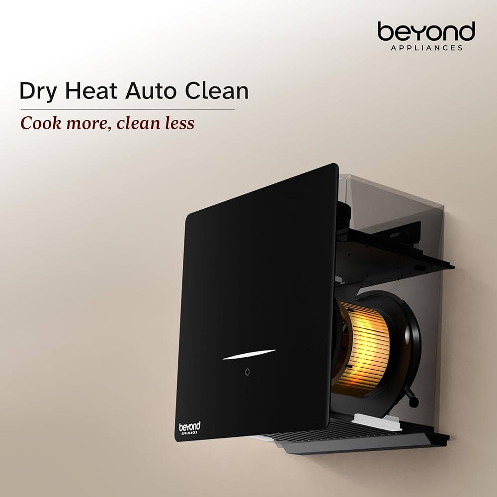 Beyond Appliances Cube Pro Plug N Play Ductless Kitchen Chimney | 1400 CMH | Auto Clean | 5-Stage Charcoal Activated Filter | Touch Control | 3-way Suction | 48dB Low Noise | Black | PAN INDIA SERVICE