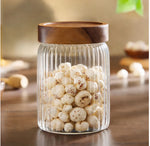 Borosil Glass Jar with Acacia Wood Lid | Borosilicate Glass Storage Jar for Dry Fruits, Spices & Snacks | Airtight Glass Container for Kitchen & Pantry-600ml
