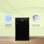 Haier 100 L 2 Star Direct Cool Single Door Mini Bar Refrigerator with Chiller Freezer Box, LED Light for Clear View, Lock & Key and Easy Clean Back (HRD-1252KSA, Black Steel, 2026 Model)