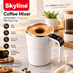 Skyline CM-1206 Automatic Magnetic Coffee Mixer Mug 400ml | 304 Stainless Steel Stirring Cup with Touch Switch, 500mAh Battery, 20-Second Timer & Temperature Display