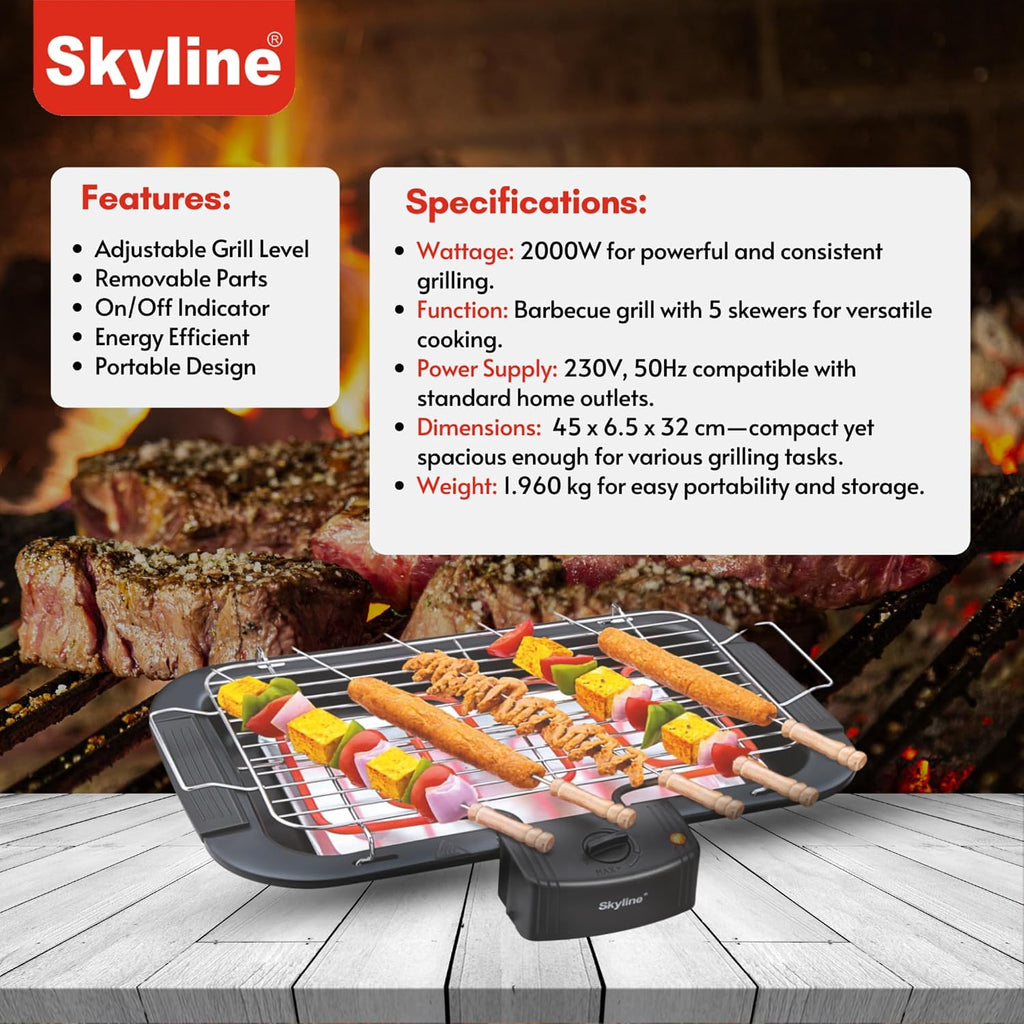 Skyline VTL-4545 2000-Watt Barbeque Grill (Black)