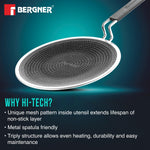 BERGNER Hi-Tech Giro Triply Stainless Steel 28cm Roti Tawa, Honeycomb Mesh Non-Stick Coating, PFOA Free, Even Heat Distribution, Sturdy and Durable Stay Cool Handle - Induction and Gas Stove Ready