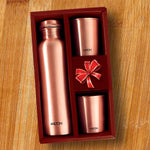 MILTON Copperas Gift Set of 2 bottles, 950ml with 2 pc Tumbler, 100% Pure Copper, BPA Free, Leak Proof, Office Bottle, Boosts Immunity, Supports Digestive & Liver Health, Ayurveda Inspired