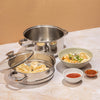 Vinod 2 Tier Stainless Steel Idli Steamer for Kitchen with Glass Lid - 18 cm | 2.5 mm Thick Base | Modak, Momo, Idiyappam, Vegetable, Puttu Maker and Steamer| Induction Base - 2 Year Warranty | Small