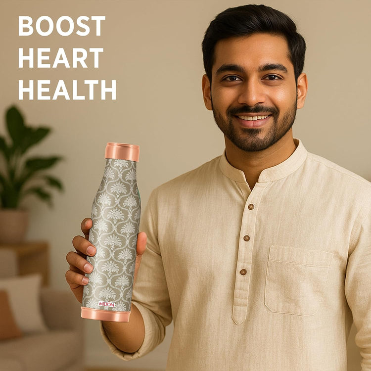 MILTON Amaya Copper Drinkware Gift Set, 99.9% Pure Copper Water Bottle 850 ml each,2 Tumbler 280 ml each, Leak-Proof Design,Ayurveda Health Benefits, Boosts Immunity, Heart Health & Anti-Aging, Royal
