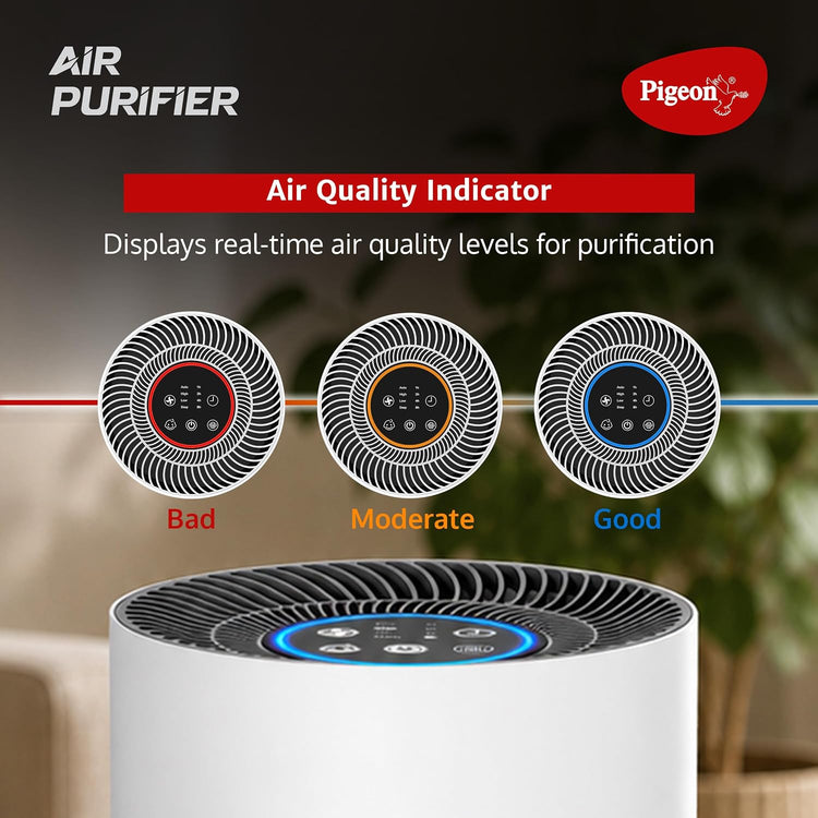 Pigeon Air Purifier for Home, HEPA H13, 99.99% PM2.5, White, 235 Sq Ft