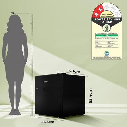 Haier 50 L 2 Star Direct Cool Single Door Mini Bar Refrigerator with Chiller Freezer Box, LED Light for Clear View, Lock & Key and Easy Clean Back (HRD-752KSA, Black Steel, 2026 Model)