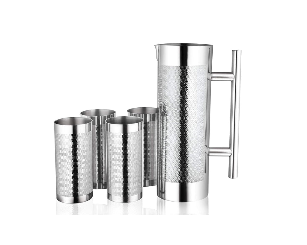 Venus Stainless Steel jug with 4 Glass Set Jug Capacity 1.2 LTR,Glass Capacity 300 Ml Each.Stainless Steel Rust Free Food Grade