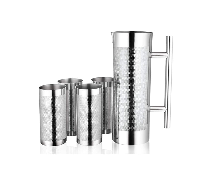 Venus Stainless Steel jug with 4 Glass Set Jug Capacity 1.2 LTR,Glass Capacity 300 Ml Each.Stainless Steel Rust Free Food Grade