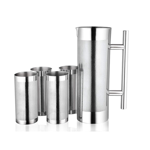 Venus Stainless Steel jug with 4 Glass Set Jug Capacity 1.2 LTR,Glass Capacity 300 Ml Each.Stainless Steel Rust Free Food Grade