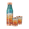 MILTON Amaya Copper Drinkware Gift Set | 99.9% Pure Copper Water Bottle 850ml With 2 Glasses 280ml | Anti Oxidant Prosperities | Traditional Art Design | Gifting Item for Diwali, Festive Occasions