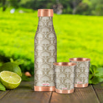 MILTON Amaya Copper Drinkware Gift Set, 99.9% Pure Copper Water Bottle 850 ml each,2 Tumbler 280 ml each, Leak-Proof Design,Ayurveda Health Benefits, Boosts Immunity, Heart Health & Anti-Aging, Royal