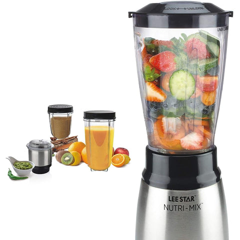 LEE STAR Nutrimix Electric Blender Grinder Smoothie Maker With 400 Watt Heavy Duty Copper Motor, 2 Blending Jar & 2 Grinding Jar For Puree, Dry Fruit Shakes & Dry Wet Grinding, LE-810