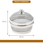 Devidayal 10" Stainless Steel Fruit Basket for Dining Table With Net Cover & Lid - Vegetable Organizer Bowl Storage/Holder for Kitchen
