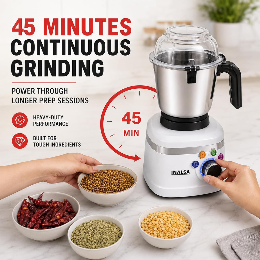 INALSA Mixer Grinder + food Processor|900W|7 Yr Warranty On Motor|Triton FP