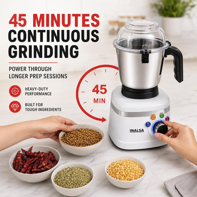 INALSA Mixer Grinder + food Processor|900W|7 Yr Warranty On Motor|Triton FP