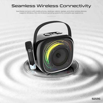 Lenyes S226 Bluetooth Party Speaker | 20W HD Sound | Wireless Karaoke Mic | 7H Playtime | RGB Lights | Bluetooth v5.3 | AUX/USB/TF Support | Type-C Fast Charging (Black)