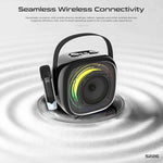 Lenyes S226 Bluetooth Party Speaker | 20W HD Sound | Wireless Karaoke Mic | 7H Playtime | RGB Lights | Bluetooth v5.3 | AUX/USB/TF Support | Type-C Fast Charging (Black)